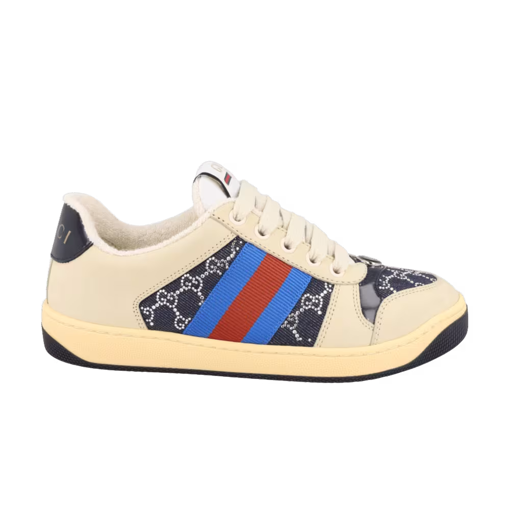 Gucci Women's Gg Crystal Screener Low Beige Dark Blue