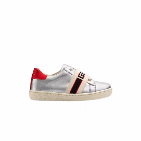 Gucci Ace Elastic Web Toddler 'Silver Red'