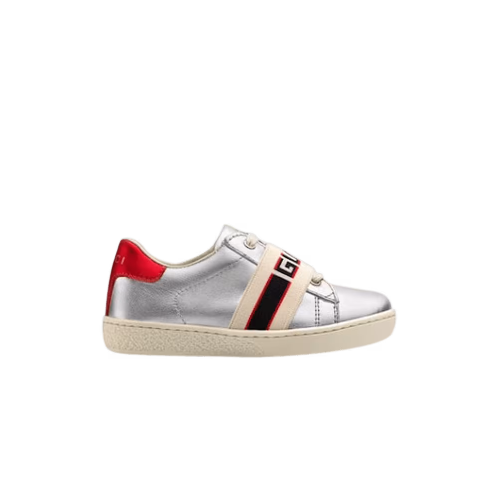 Gucci Ace Elastic Web Toddler Silver Red