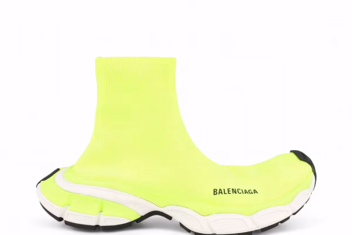 Balenciaga 3xl Sock Recycled Knit Fluo Yellow, view 2