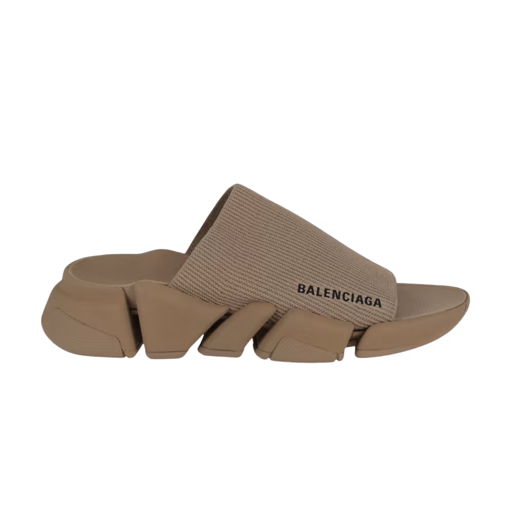 Balenciaga Women's Speed 2.0 Recycled Knit Slides Dark Beige
