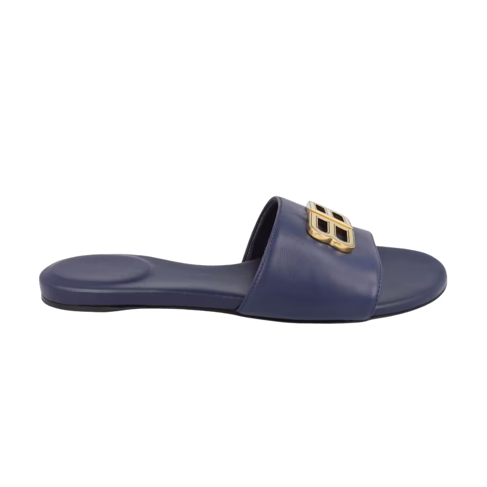 Balenciaga Women's Groupie Flat Sandals Navy Gold