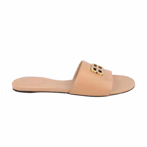 Balenciaga Wmns Groupie Flat Sandals 'Nude Beige Gold'