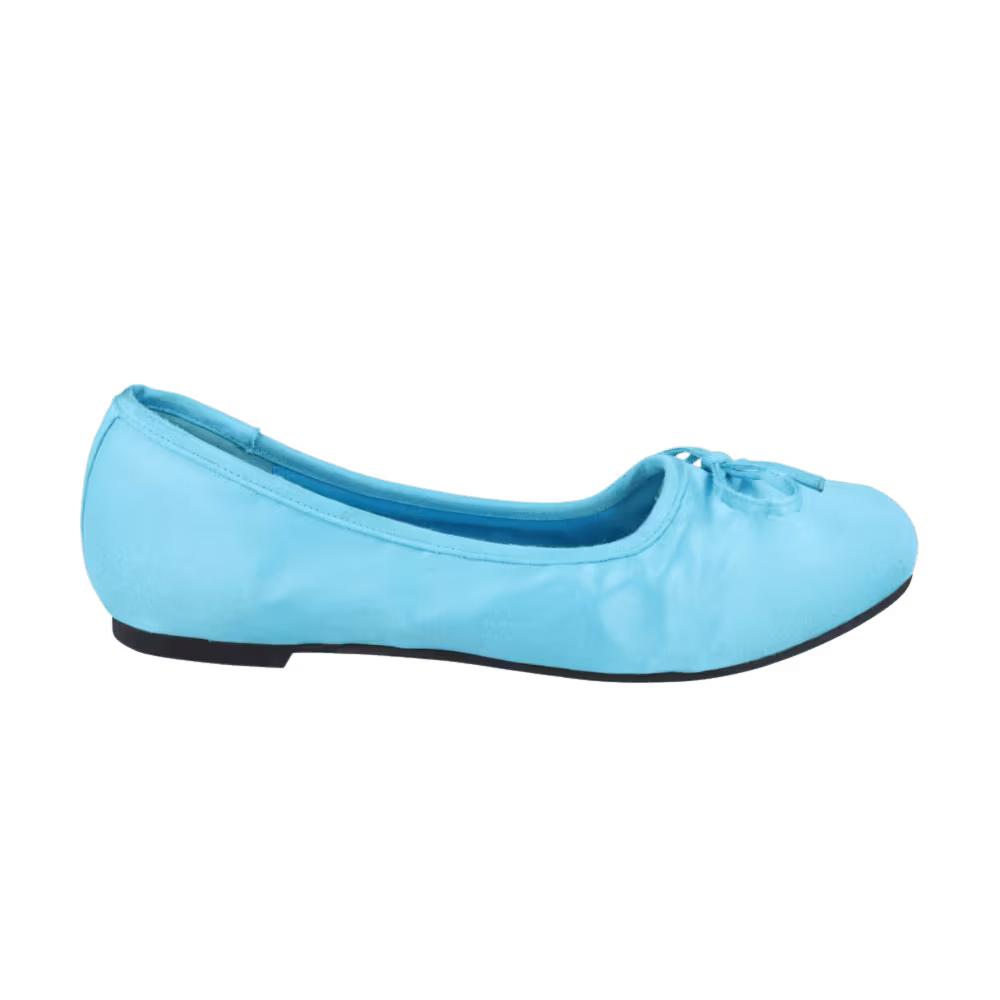 Balenciaga Leopold Worn-Out Satin Ballet Flats Turquoise