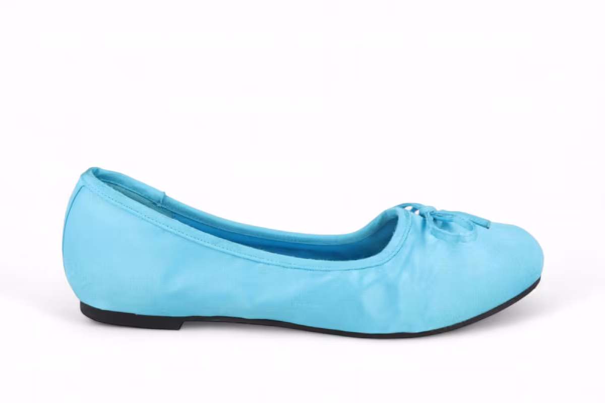 Balenciaga Leopold Worn-Out Satin Ballet Flats Turquoise, view 2