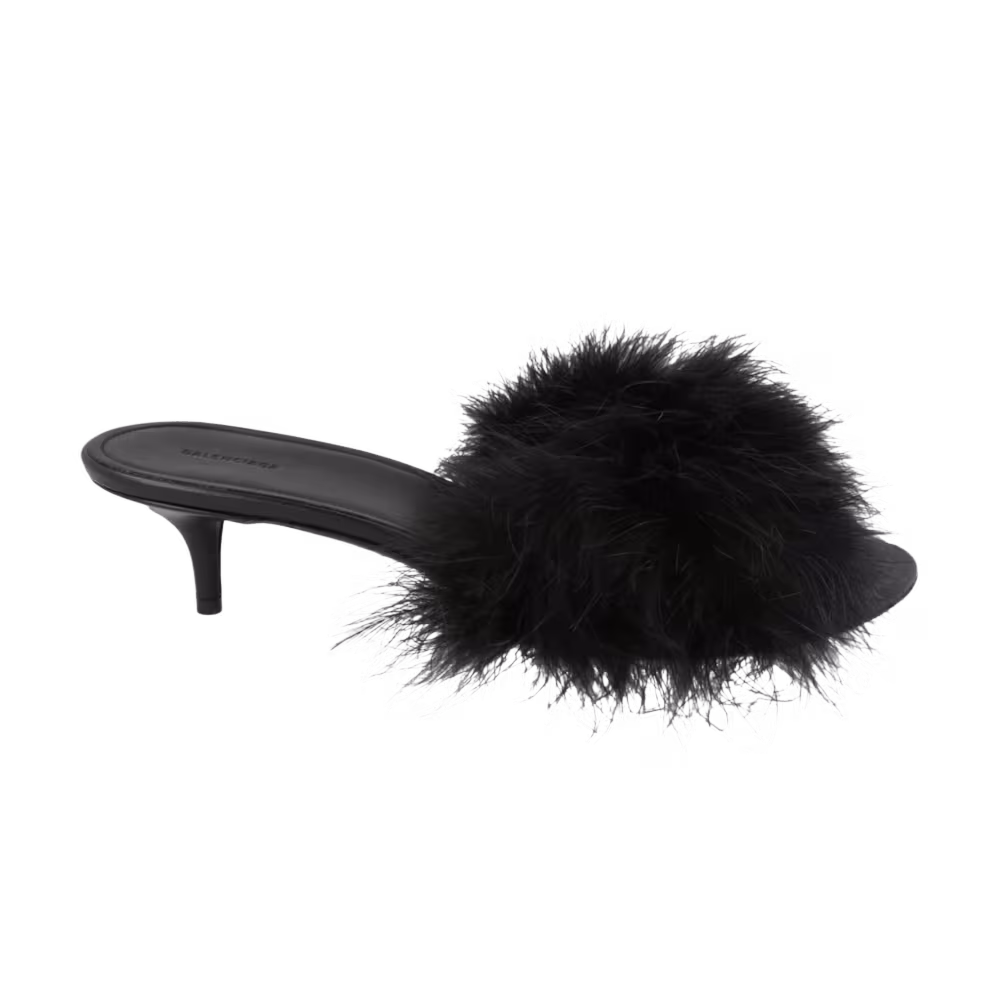 Balenciaga Boudoir Feather Sandals Black