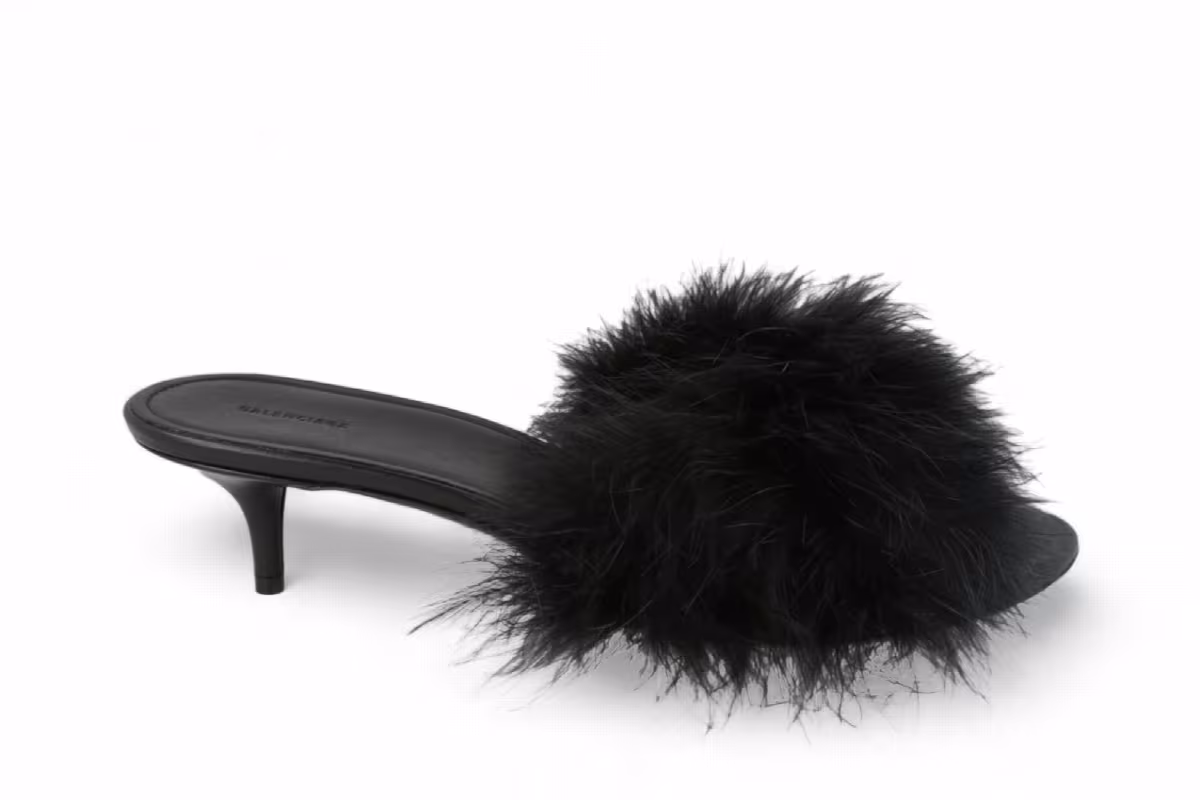 Balenciaga Boudoir Feather Sandals Black, view 2
