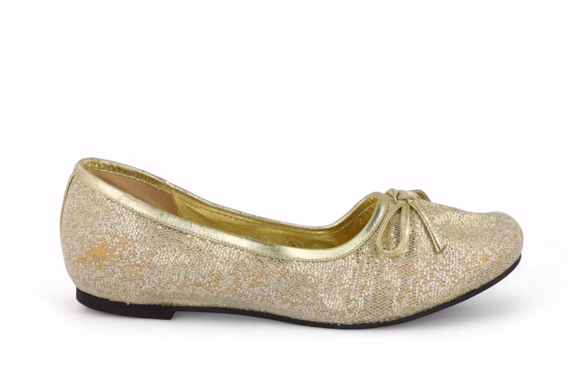 Balenciaga Leopold Worn-Out Glitter Flats Gold, view 2
