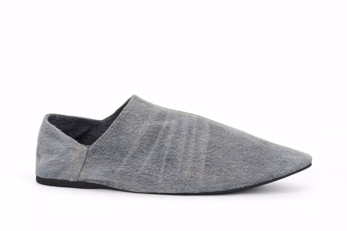 Balenciaga Flat Denim Mules Navy Rust, view 2