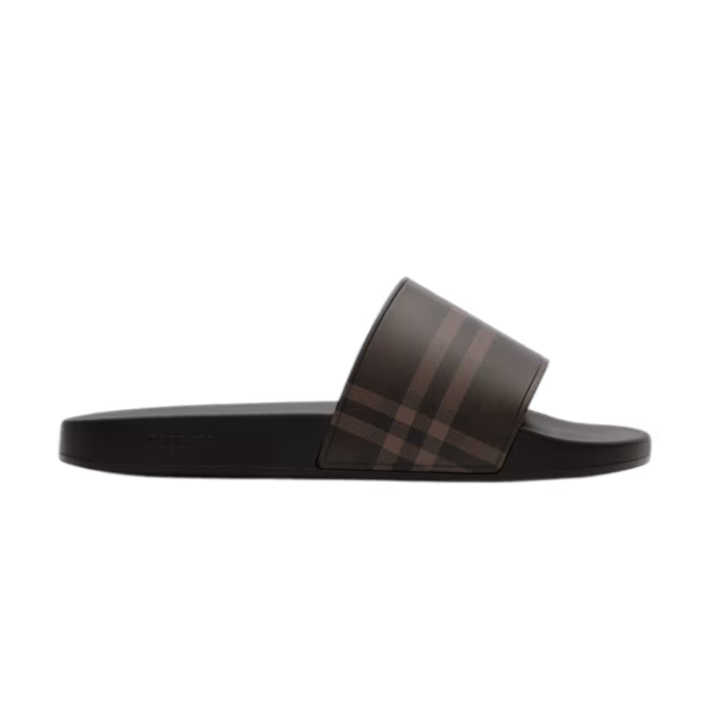 Burberry Check Slides Dark Brown