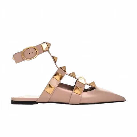 Valentino Garavani Wmns Roman Stud Calfskin Low Ballet Flat 'Beige'