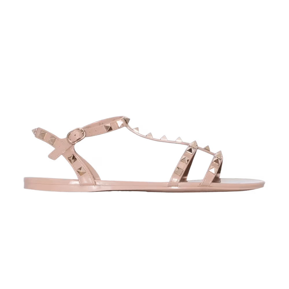 Valentino Garavani Women's Rockstud Flat Sandals Powder Pink