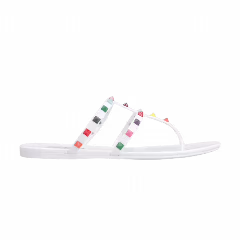 Valentino Garavani Wmns Rockstud Thong Flat Sandals 'White'
