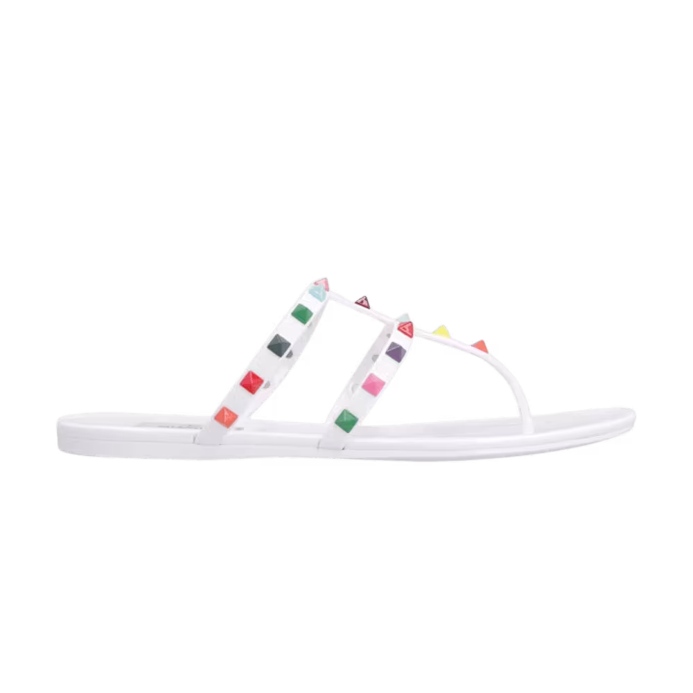 Valentino Garavani Women's Rockstud Thong Flat Sandals White