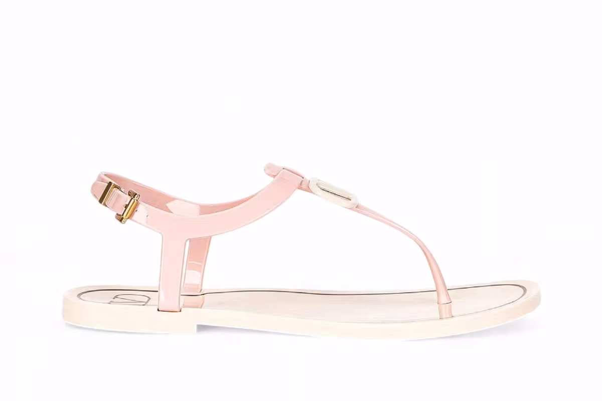 Valentino Garavani Women's Pvc VLogo Flat Thong Sandals Pink, view 2