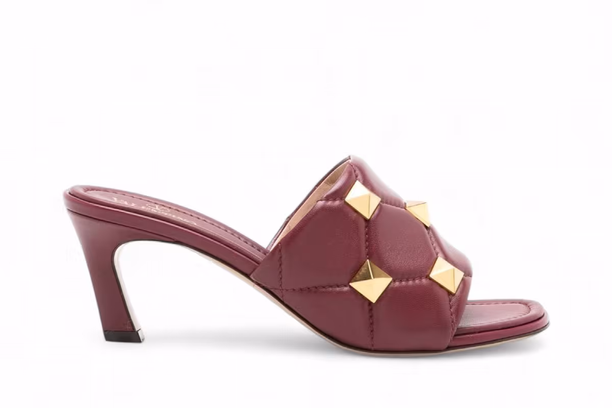Valentino Garavani 65mm Roman Stud Leather Sandals Red, view 2