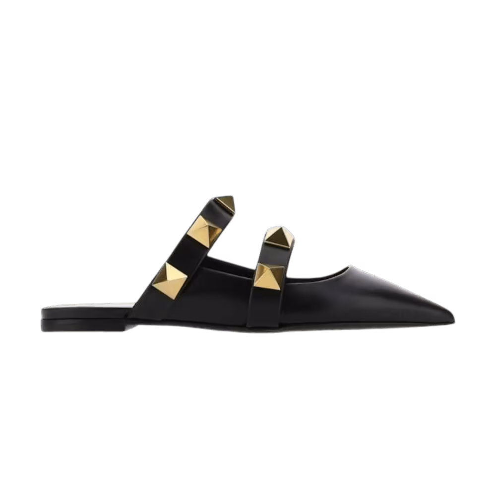 Valentino Garavani Women's Roman Stud Flat Mules Black