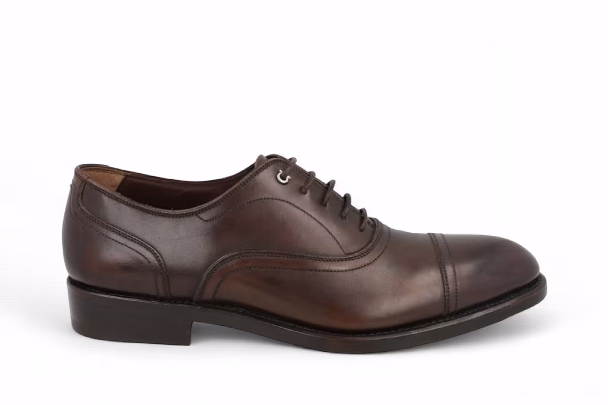 Ferragamo Baron Leather Oxfords Dark Brown, view 2