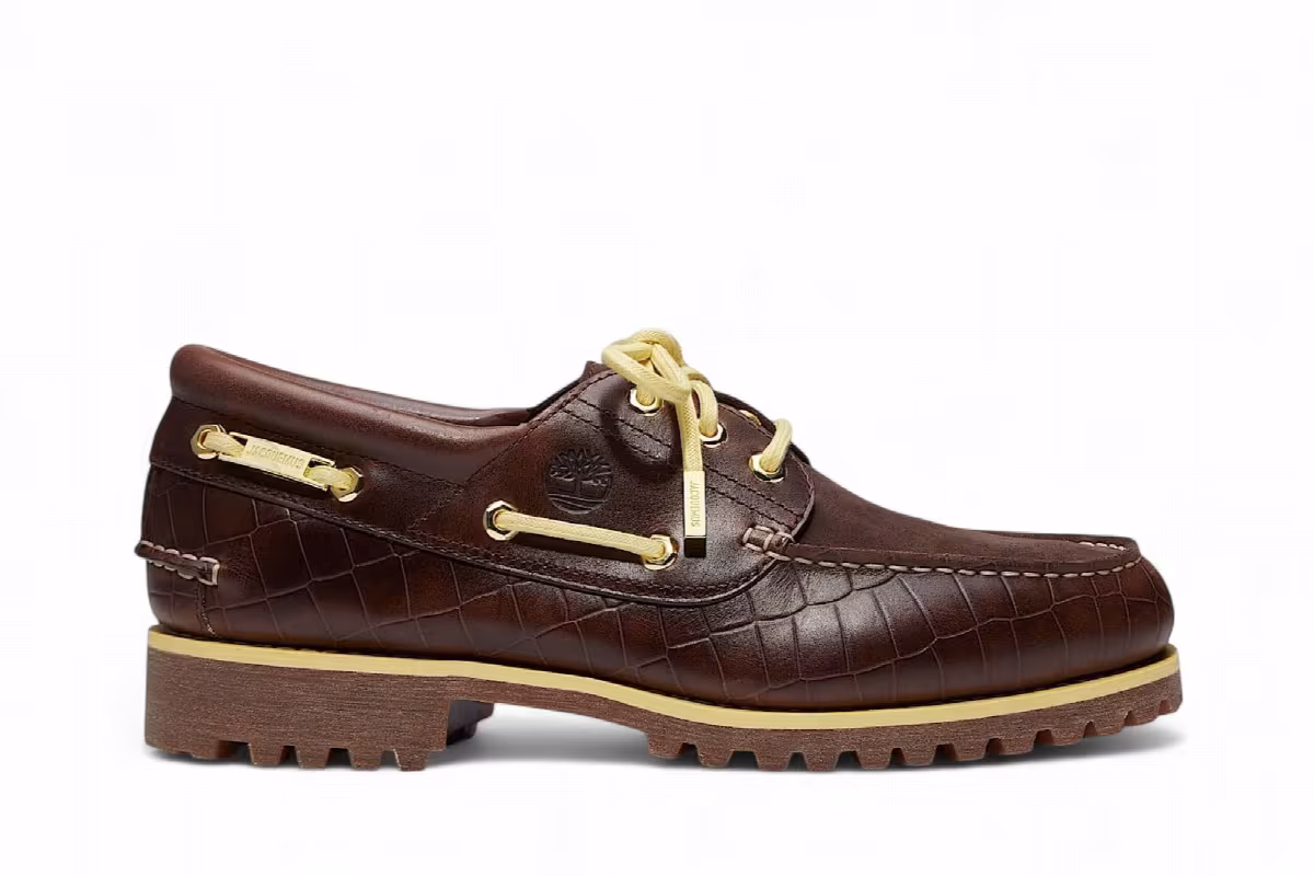 Jacquemus x Timberland Authentic Boat Dark Brown Croc, view 2