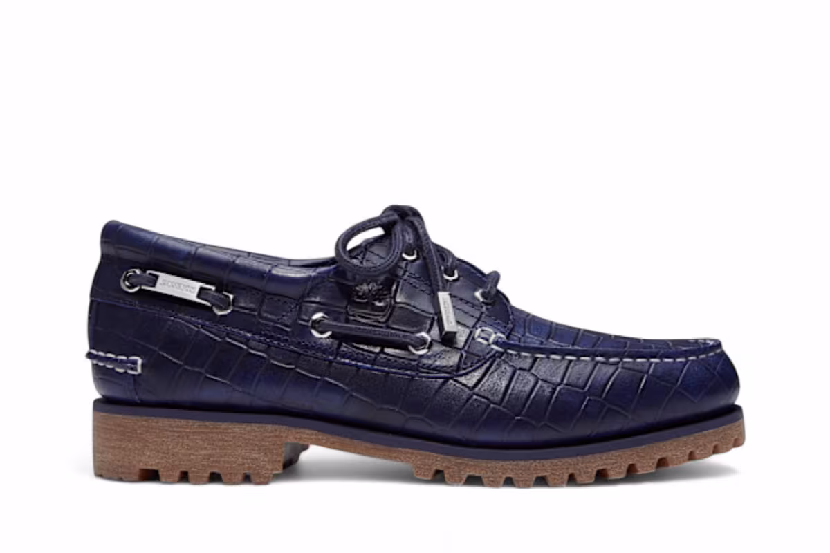 Jacquemus x Timberland Authentic Boat Navy Croc, view 2