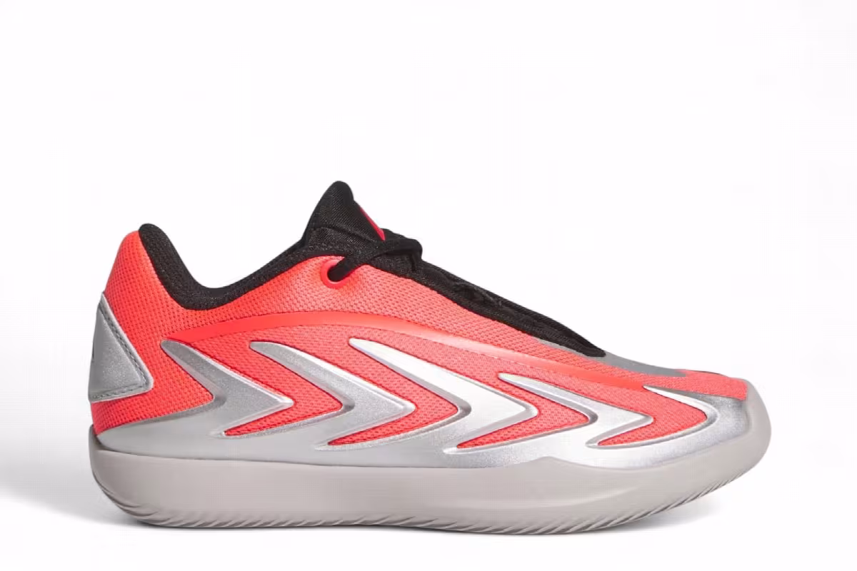 adidas Anthony Edwards 3 Little Kid Lucid Red Silver Metallic, view 2