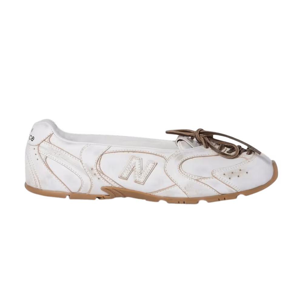 Miu Miu x New Balance Women's 530 SL Deco Leather Ballerinas White Natural