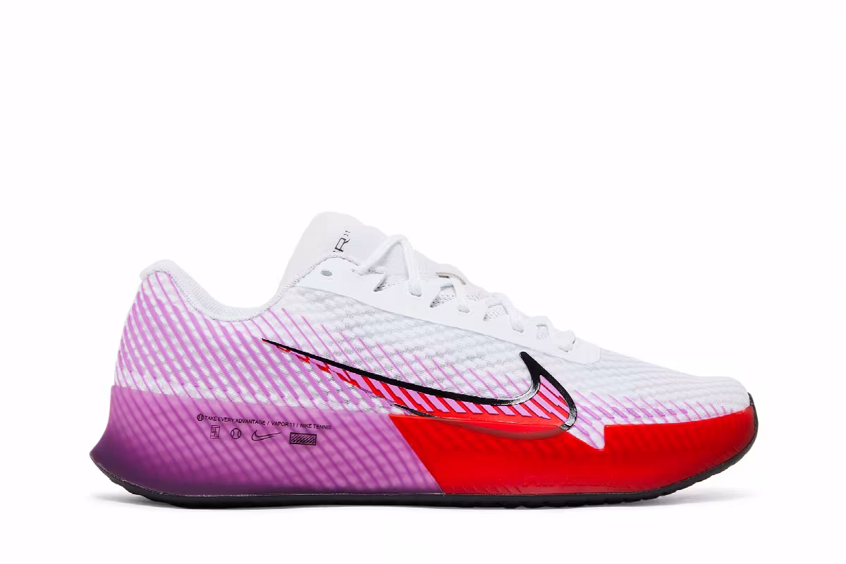 NikeCourt Air Zoom Vapor 11 White Picante Fuchsia, view 2