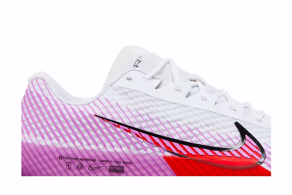 NikeCourt Air Zoom Vapor 11 White Picante Fuchsia, view 3
