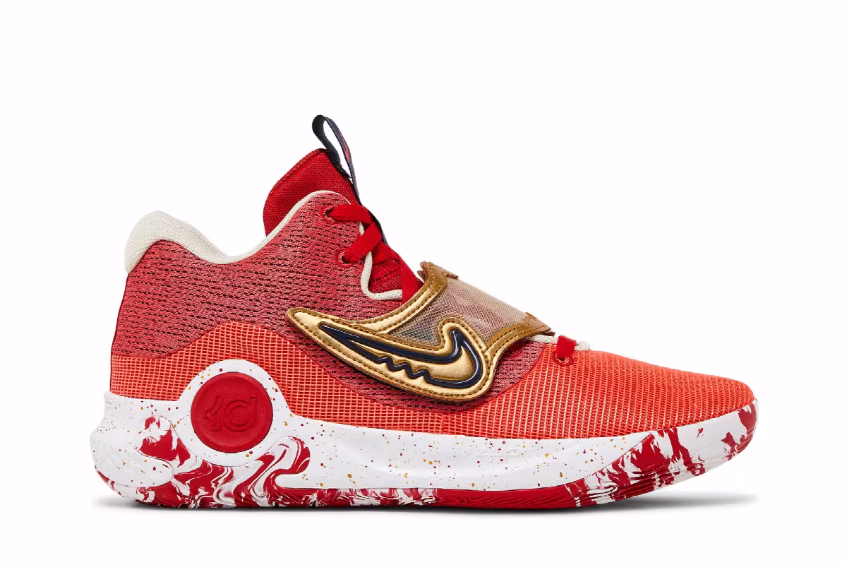 Nike KD Trey 5 X University Red Metallic Gold, view 2