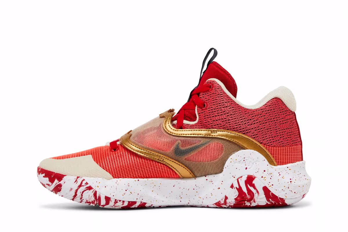 Nike KD Trey 5 X University Red Metallic Gold, view 4