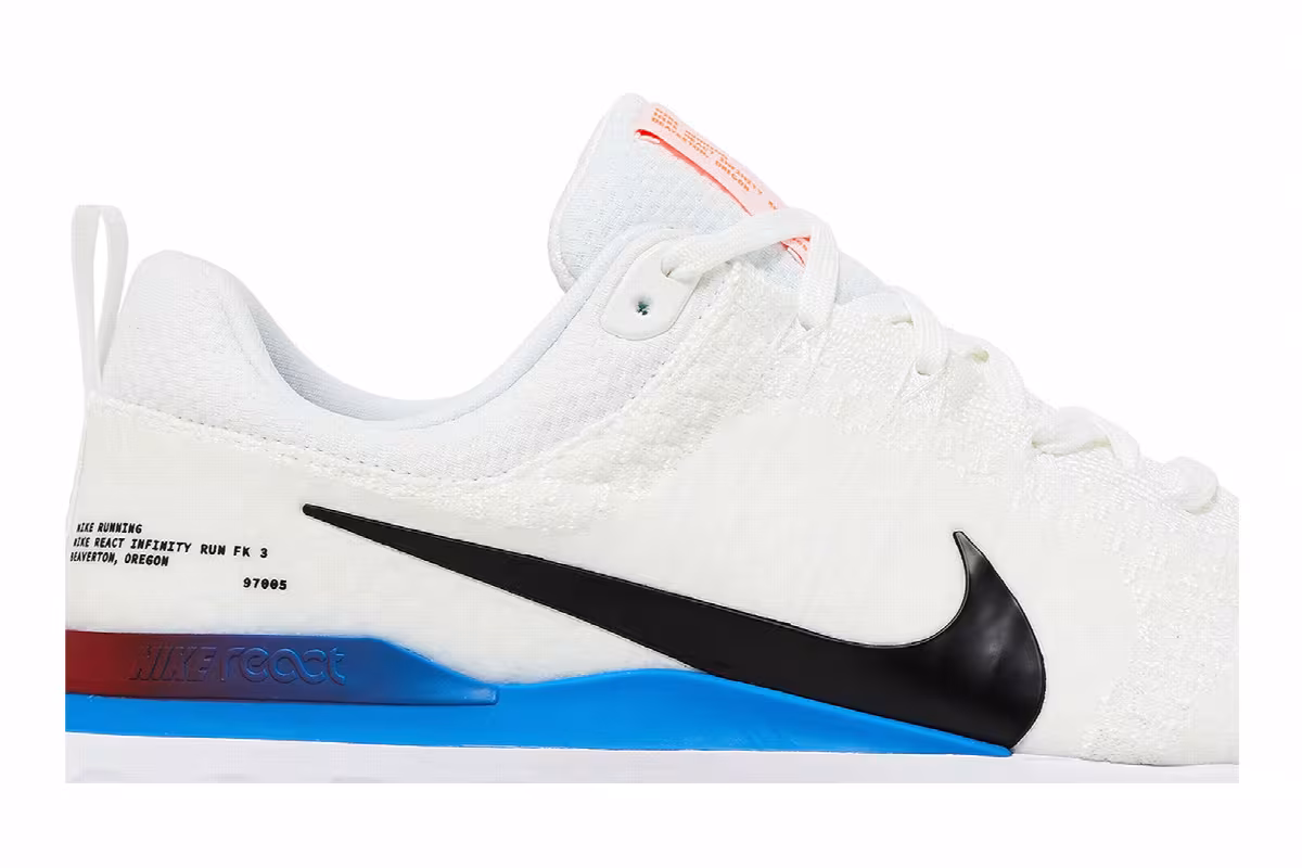 Nike React Infinity Run Flyknit 3 White Photo Blue Red, view 3