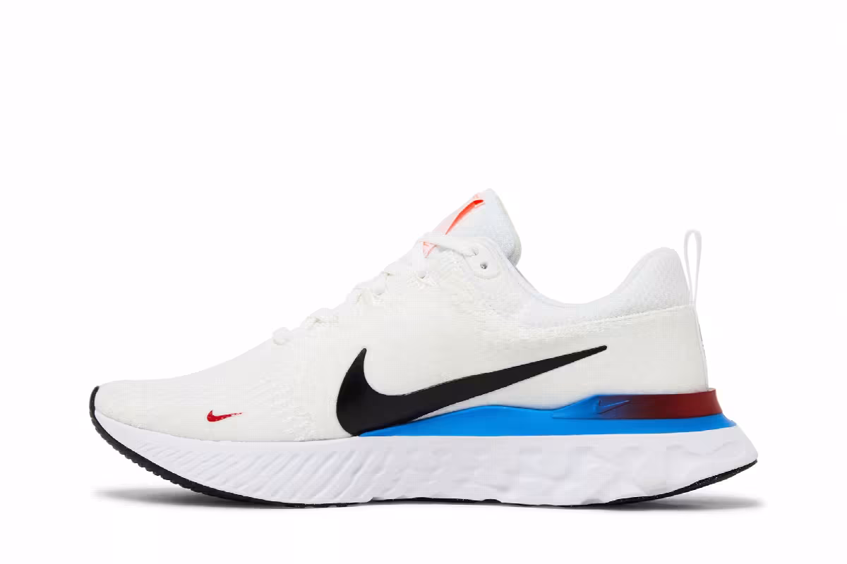 Nike React Infinity Run Flyknit 3 White Photo Blue Red, view 4