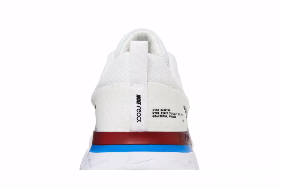 Nike React Infinity Run Flyknit 3 White Photo Blue Red, view 8