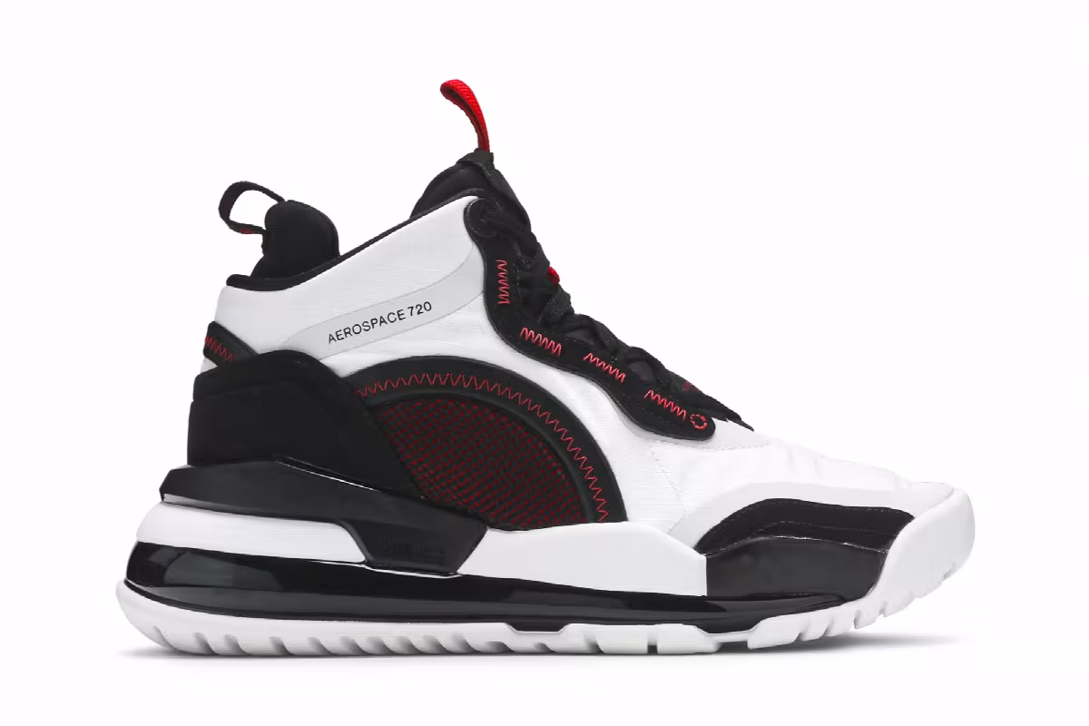 Air Jordan Aerospace 720 White Black Gym Red, view 2