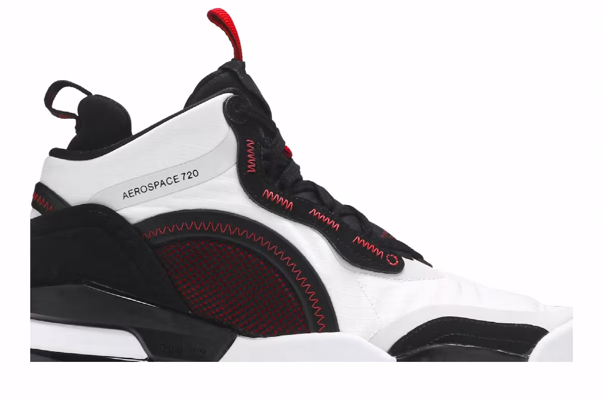 Air Jordan Aerospace 720 White Black Gym Red, view 3