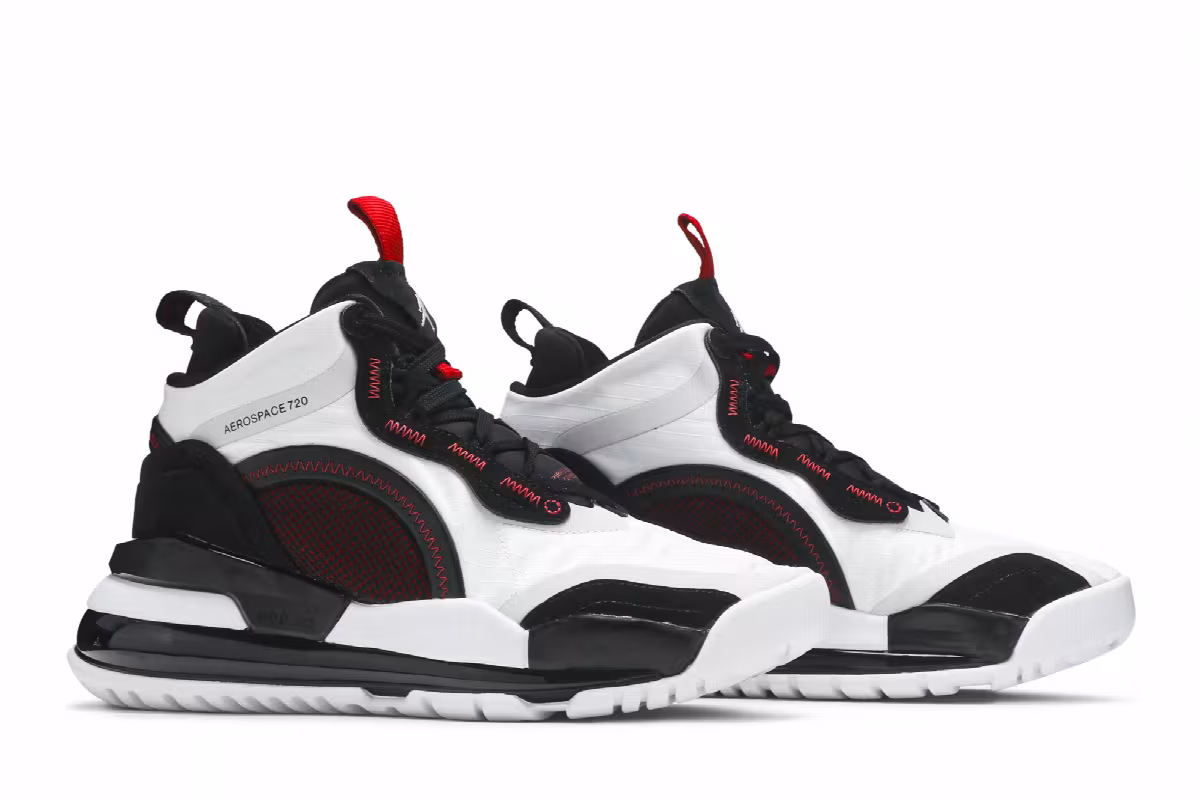 Air Jordan Aerospace 720 White Black Gym Red, view 9