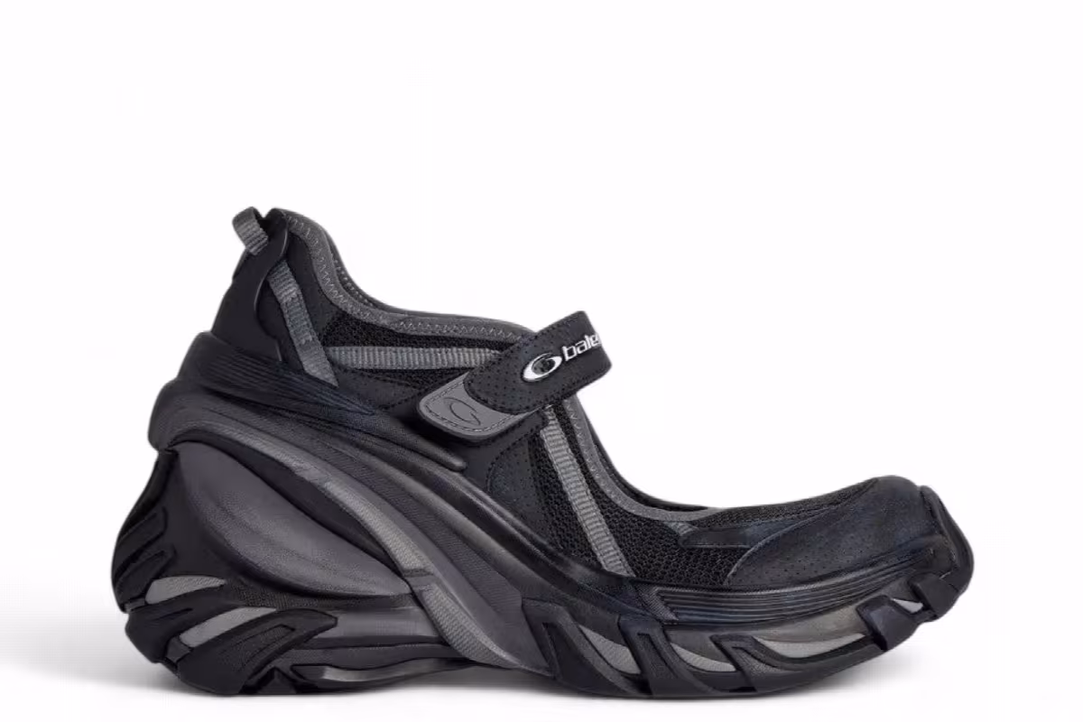 Balenciaga Women's Hydra Mary Jane Slip-On Sneakers Black Dark Grey, view 2