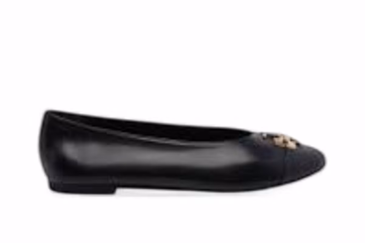 Tory Burch Charlie Ballet Flats Black Gold, view 2