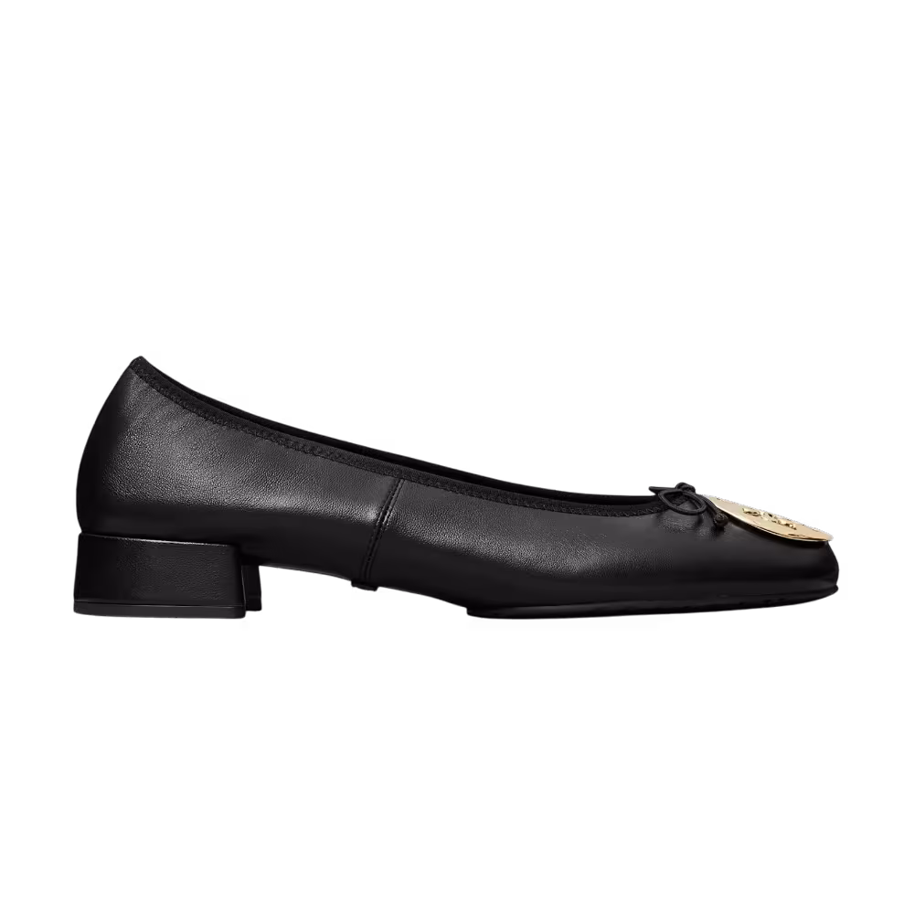 Tory Burch Women's Reva Heeled Ballet Shoes Perfect Black Gold