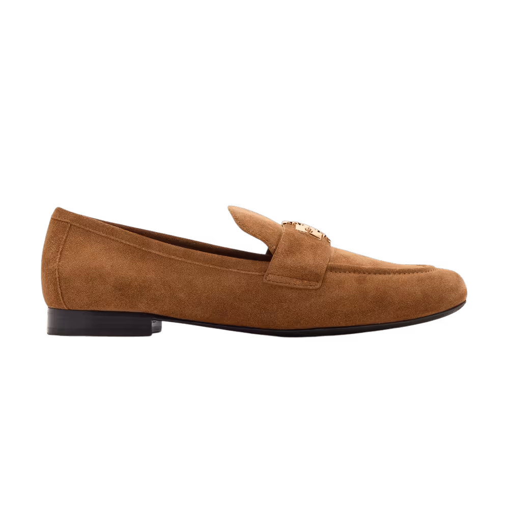 Tory Burch Women's Charlie Logo-Plaque Suede Loafers Toffee