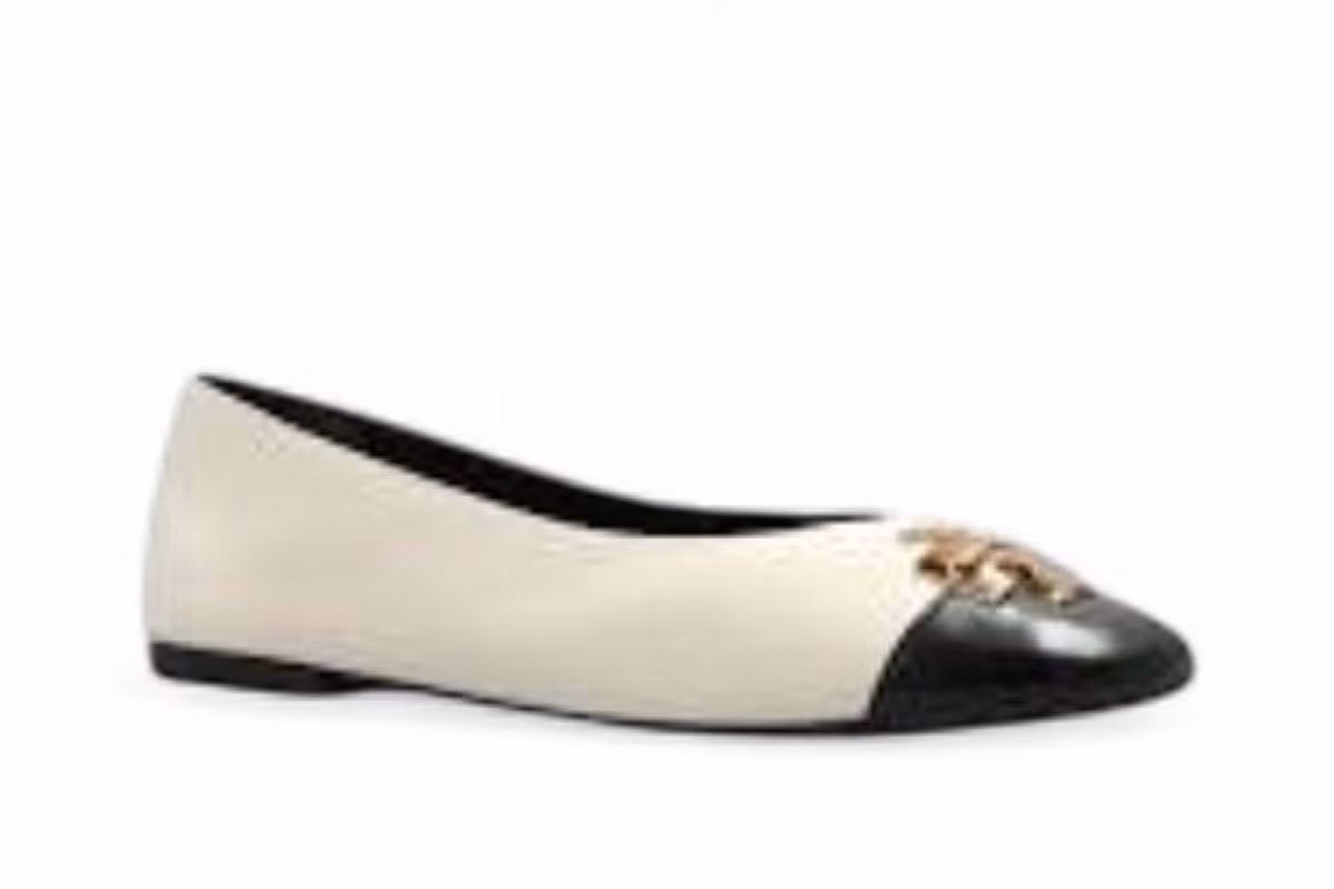 Tory Burch Women's Charlie Ballet Light Cream Perfect Black, view 2