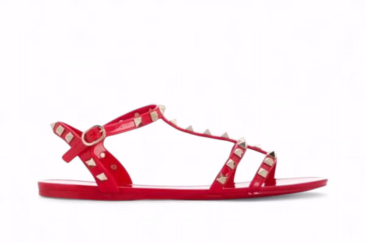 Valentino Garavani Women's Rockstud Sandals Red, view 2