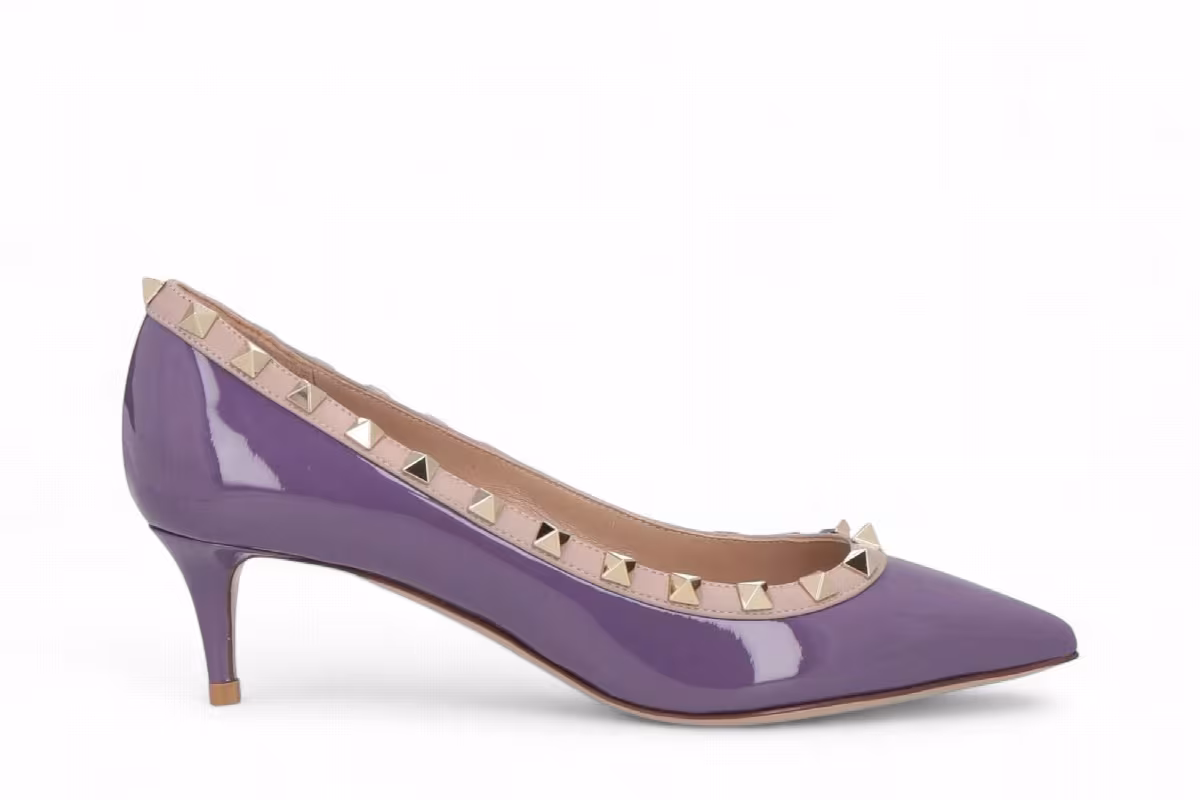 Valentino Garavani Women's 50mm Stud-Embellished Pumps Purple, view 2
