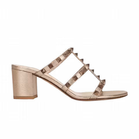 Valentino Garavani Wmns Rockstud Block-Heel Sandals 'Poudre'