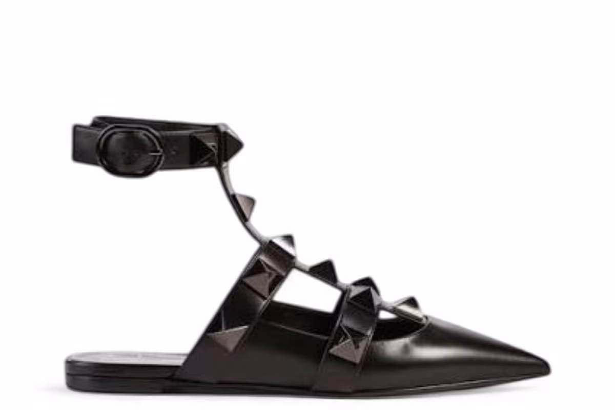 Valentino Garavani Women's Roman Stud Flat Ballets Black, view 2