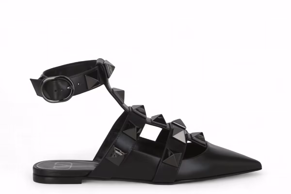 Valentino Garavani Women's Roman Stud Ballet Flats Black, view 2