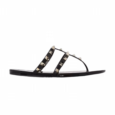 Valentino Garavani Wmns Rockstud Thong Slides 'Black'