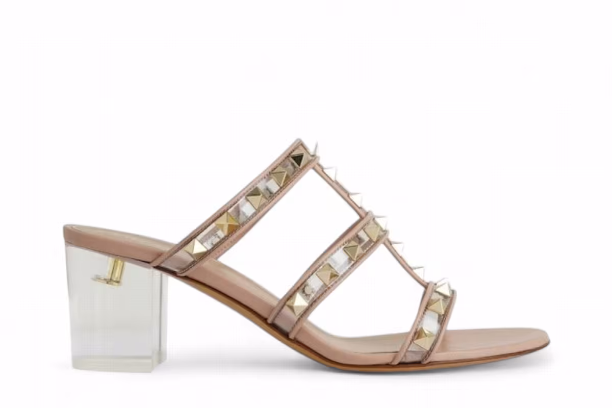 Valentino Garavani Women's Rockstud Block-Heeled Sandals Pink, view 2