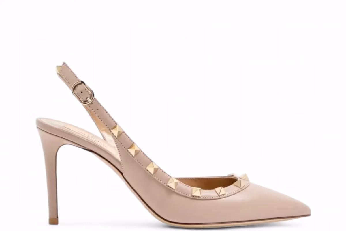 Valentino Garavani Women's Rockstud Slingback Pumps Nude Powder Pink, view 2