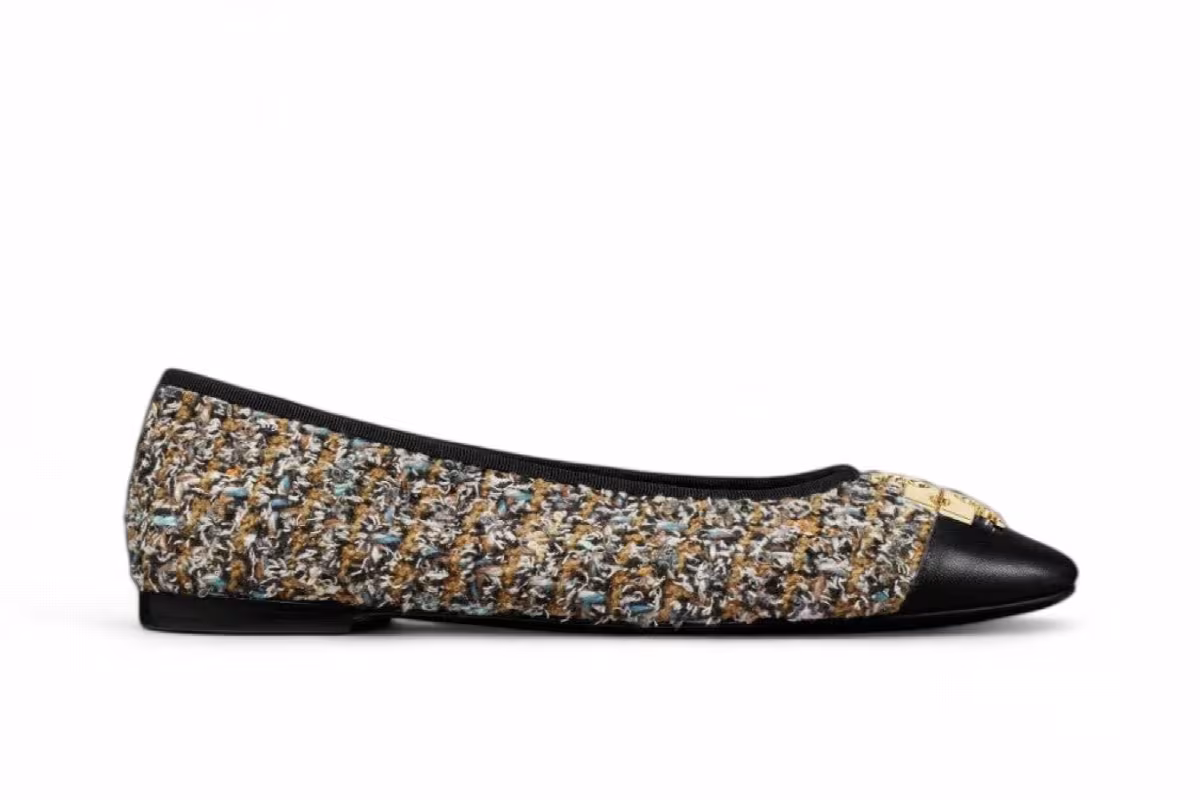 Tory Burch Women's Charlie Ballet 209 Brown 5.5 Brown Multi Gold, view 2